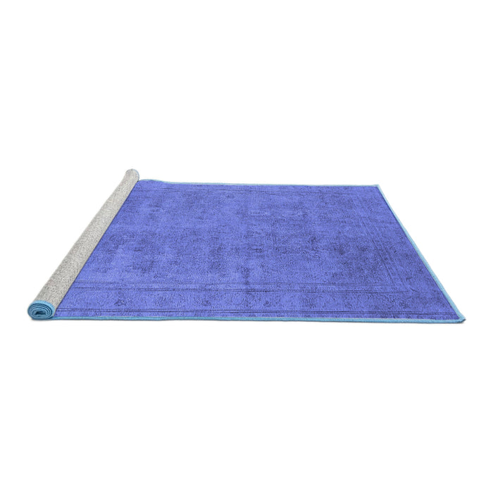 Sideview of Machine Washable Oriental Blue Industrial Rug, wshurb1909blu