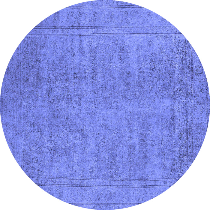 Round Oriental Blue Industrial Rug, urb1909blu