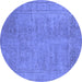 Round Oriental Blue Industrial Rug, urb1909blu