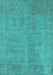 Machine Washable Oriental Turquoise Industrial Area Rugs, wshurb1909turq