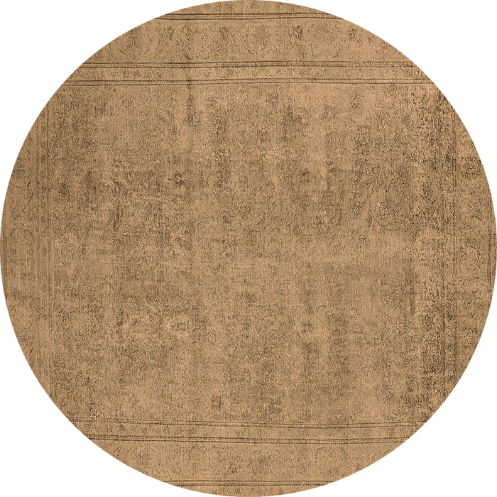 Round Machine Washable Oriental Brown Industrial Rug, wshurb1909brn