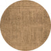 Round Machine Washable Oriental Brown Industrial Rug, wshurb1909brn