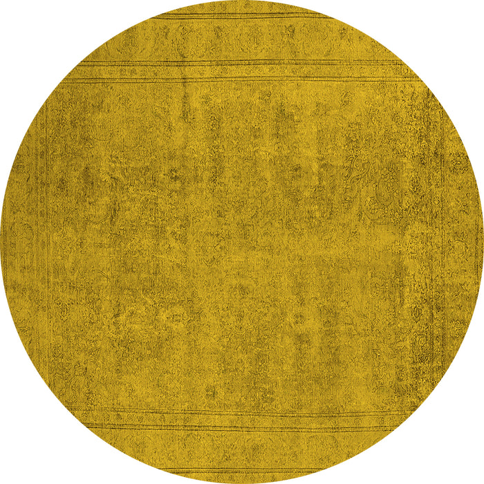 Round Oriental Yellow Industrial Rug, urb1909yw