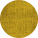 Round Oriental Yellow Industrial Rug, urb1909yw