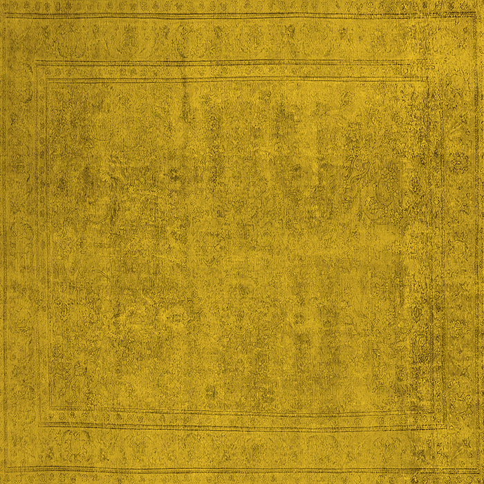 Square Machine Washable Oriental Yellow Industrial Rug, wshurb1909yw