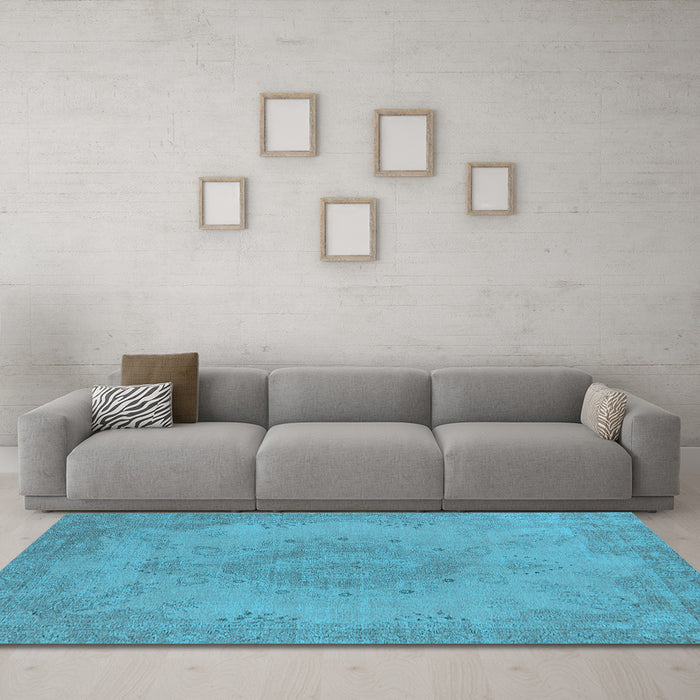 Machine Washable Oriental Light Blue Industrial Rug in a Living Room, wshurb1910lblu