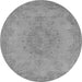 Round Machine Washable Oriental Gray Industrial Rug, wshurb1910gry