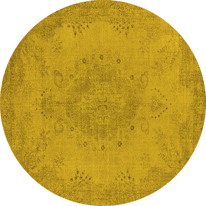 Round Oriental Yellow Industrial Rug, urb1910yw