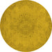 Round Oriental Yellow Industrial Rug, urb1910yw