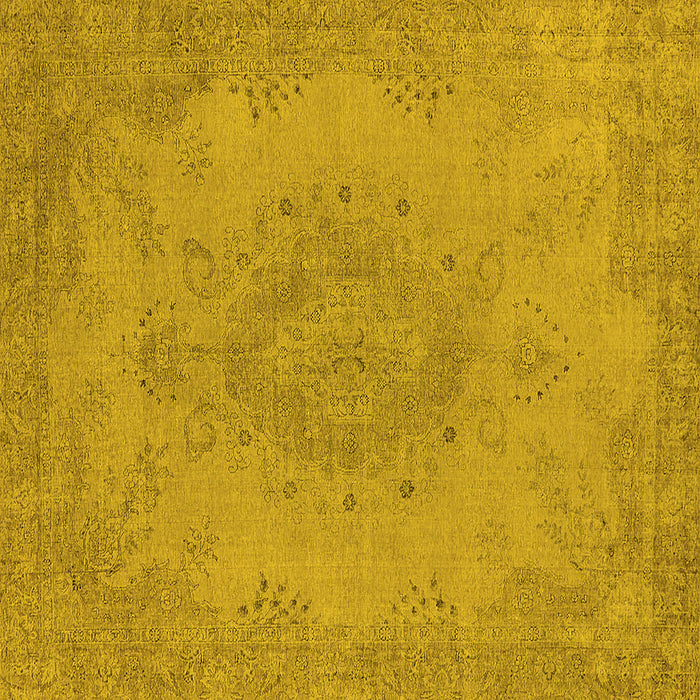 Square Machine Washable Oriental Yellow Industrial Rug, wshurb1910yw