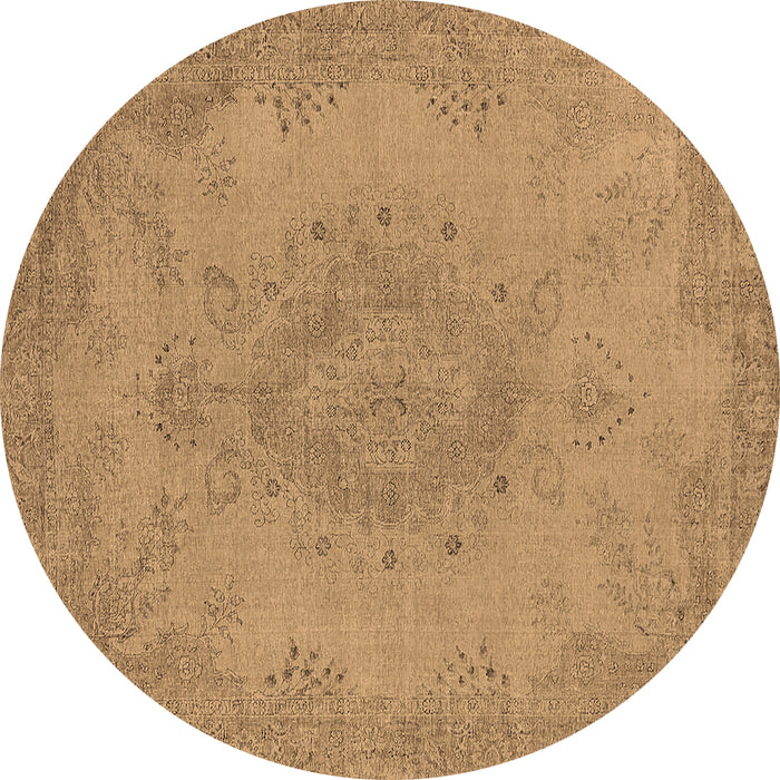 Round Machine Washable Oriental Brown Industrial Rug, wshurb1910brn