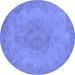 Round Oriental Blue Industrial Rug, urb1910blu