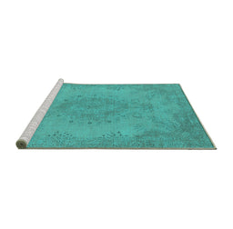 Sideview of Machine Washable Oriental Turquoise Industrial Area Rugs, wshurb1910turq
