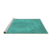 Sideview of Machine Washable Oriental Turquoise Industrial Area Rugs, wshurb1910turq