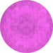 Round Machine Washable Oriental Pink Industrial Rug, wshurb1910pnk