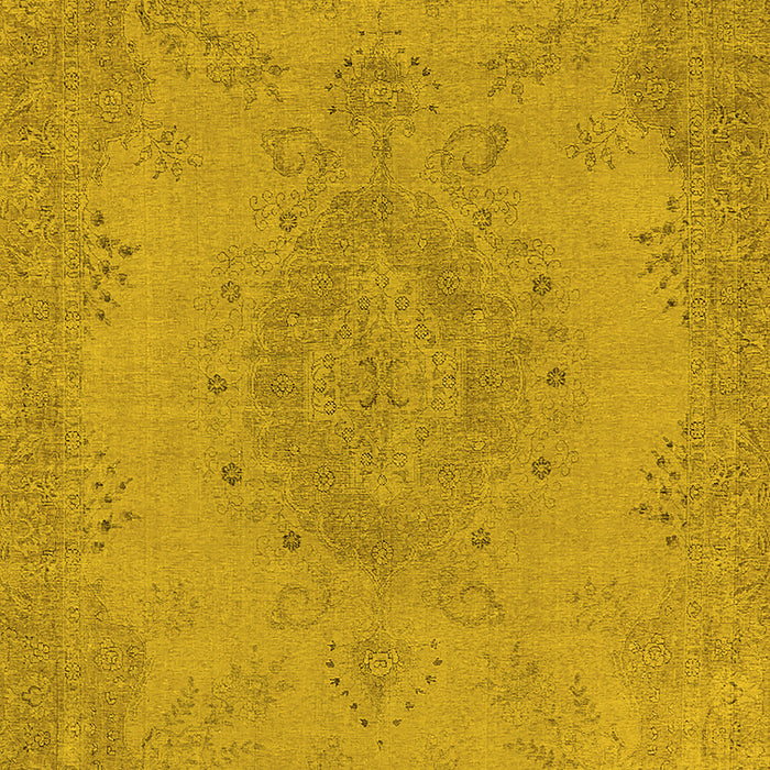 Machine Washable Oriental Yellow Industrial Rug, wshurb1910yw