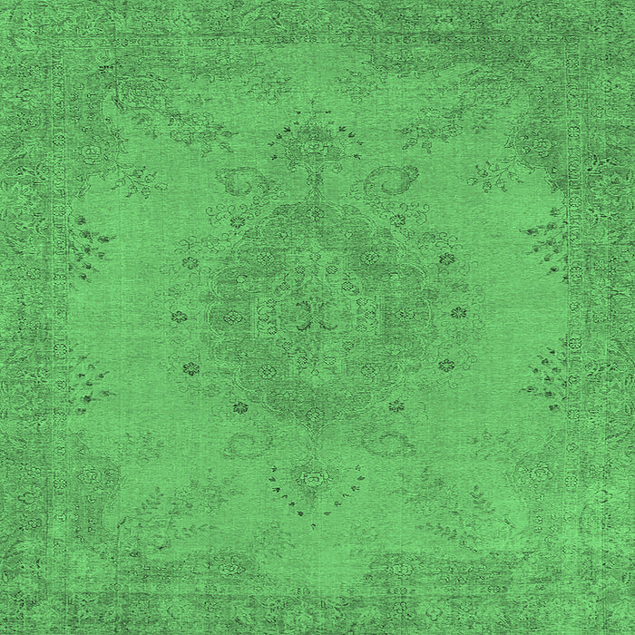 Square Machine Washable Oriental Emerald Green Industrial Area Rugs, wshurb1910emgrn
