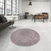 Round Mid-Century Modern Rose Purple Oriental Rug in a Office, urb1910