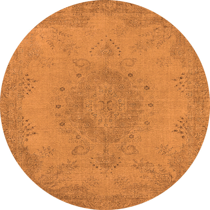 Round Machine Washable Oriental Orange Industrial Area Rugs, wshurb1910org