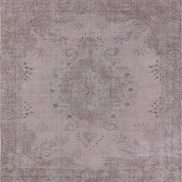 Square Machine Washable Industrial Modern Rose Dust Purple Rug, wshurb1910