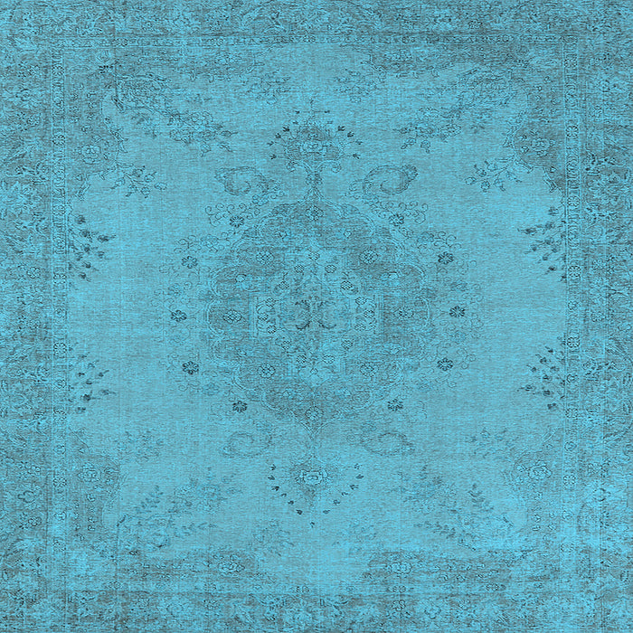 Square Machine Washable Oriental Light Blue Industrial Rug, wshurb1910lblu