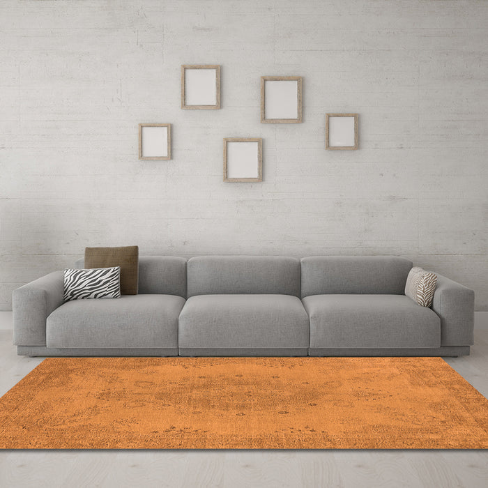Machine Washable Oriental Orange Industrial Area Rugs in a Living Room, wshurb1910org