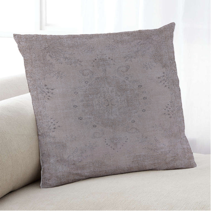 Lifestyle Image of Mid-Century Modern Urban Square Rose Dust Purple Throw Pillow, 18 inch by 18 inch, pwurb1910
