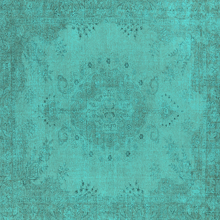 Square Oriental Turquoise Industrial Rug, urb1910turq