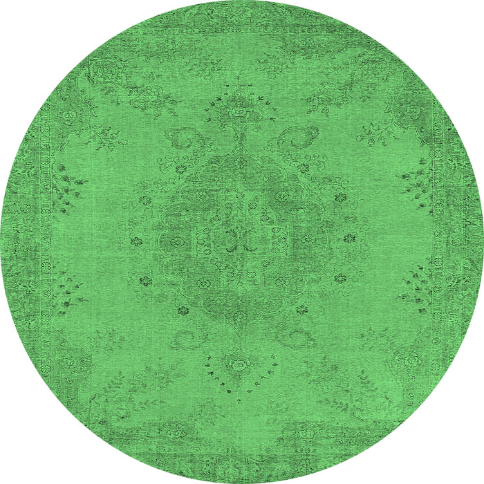 Round Oriental Emerald Green Industrial Rug, urb1910emgrn