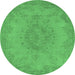 Round Oriental Emerald Green Industrial Rug, urb1910emgrn