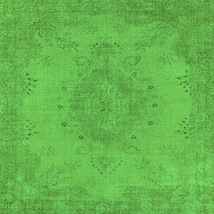 Square Machine Washable Oriental Green Industrial Area Rugs, wshurb1910grn