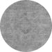 Round Machine Washable Oriental Gray Industrial Rug, wshurb1911gry