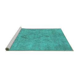 Sideview of Machine Washable Oriental Turquoise Industrial Area Rugs, wshurb1911turq