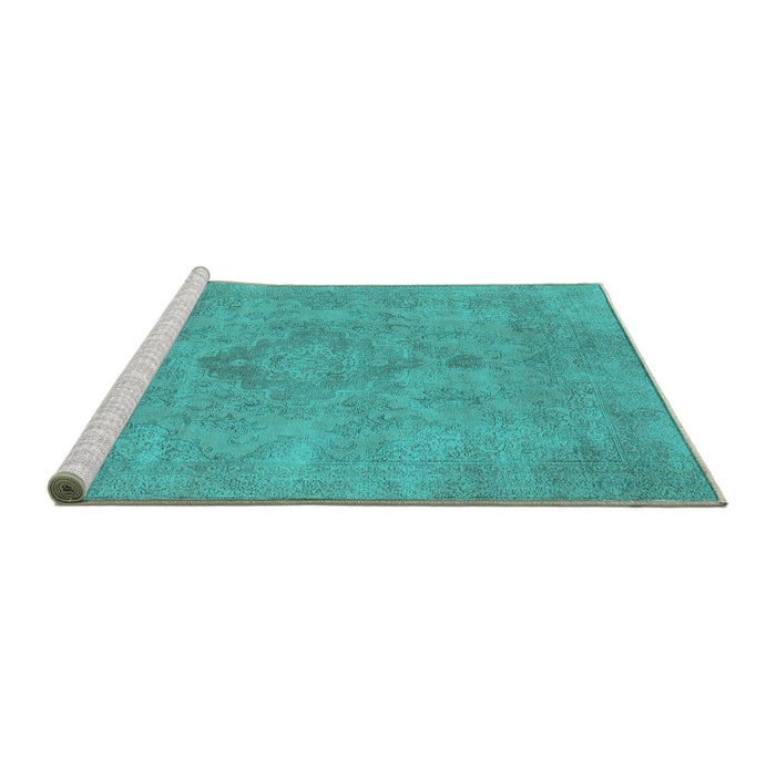 Sideview of Machine Washable Oriental Turquoise Industrial Area Rugs, wshurb1911turq