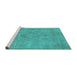 Sideview of Machine Washable Oriental Turquoise Industrial Area Rugs, wshurb1911turq