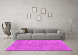Machine Washable Oriental Pink Industrial Rug in a Living Room, wshurb1911pnk
