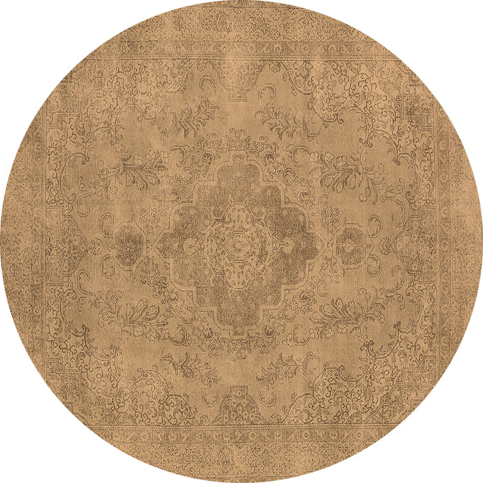 Round Oriental Brown Industrial Rug, urb1911brn