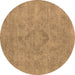 Round Oriental Brown Industrial Rug, urb1911brn