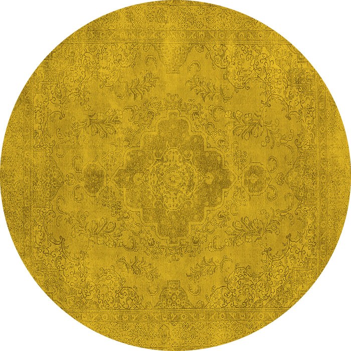 Round Oriental Yellow Industrial Rug, urb1911yw