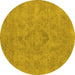 Round Oriental Yellow Industrial Rug, urb1911yw