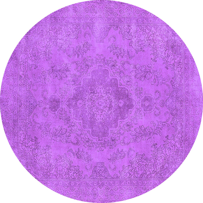 Round Machine Washable Oriental Purple Industrial Area Rugs, wshurb1911pur