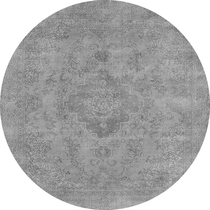 Round Oriental Gray Industrial Rug, urb1911gry