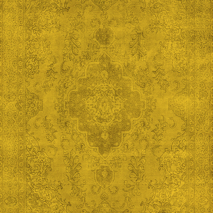 Machine Washable Oriental Yellow Industrial Rug, wshurb1911yw