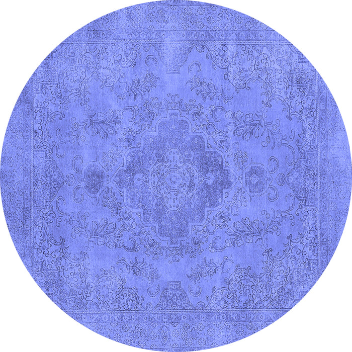 Round Oriental Blue Industrial Rug, urb1911blu