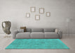 Machine Washable Oriental Turquoise Industrial Area Rugs in a Living Room,, wshurb1911turq