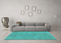 Machine Washable Oriental Turquoise Industrial Area Rugs in a Living Room,, wshurb1911turq