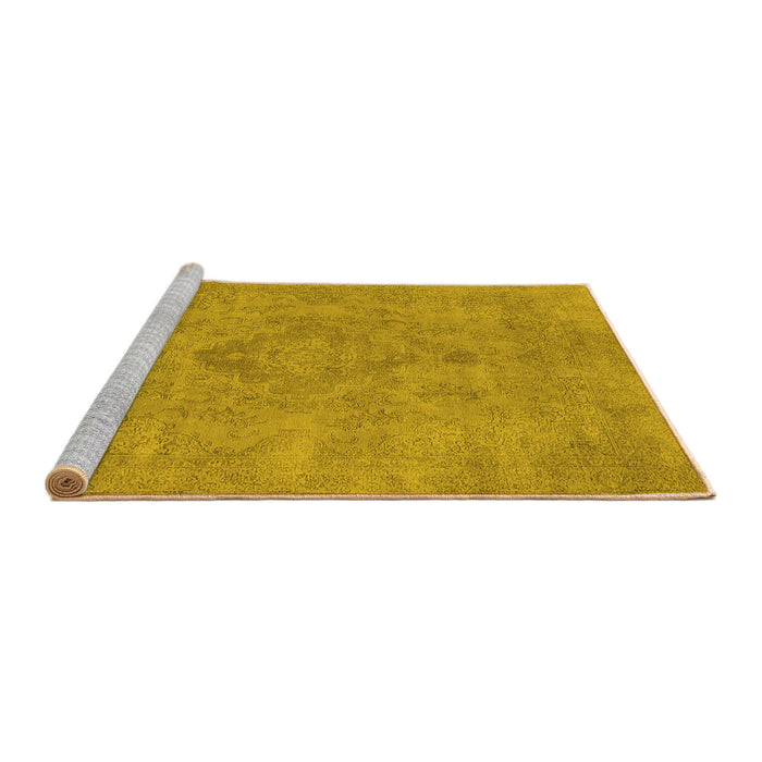 Sideview of Machine Washable Oriental Yellow Industrial Rug, wshurb1911yw