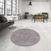 Round Mid-Century Modern Rose Purple Oriental Rug in a Office, urb1911