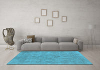 Machine Washable Oriental Light Blue Industrial Rug, wshurb1911lblu