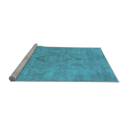 Sideview of Machine Washable Oriental Light Blue Industrial Rug, wshurb1911lblu